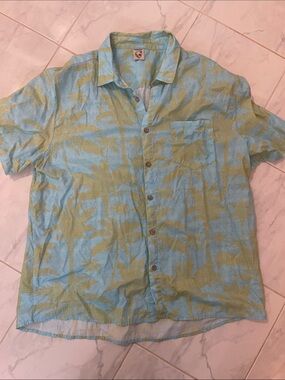 Hardaddy men's light blue with yellow palm tree design